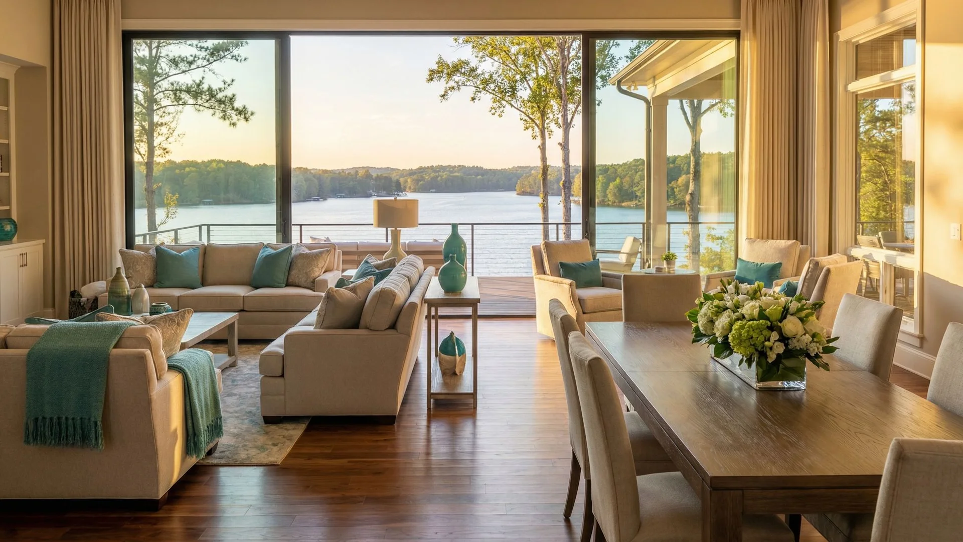 Pristine Lake Lanier home interior with panoramic views